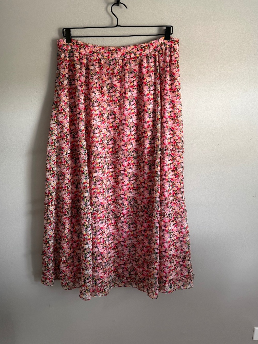 Boden Ruffle Crinkle Floral Maxi Skirt Pink Size 10 R0291 - Picture 2 of 7